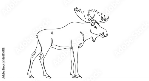 Moose standing in a minimalist line art style  