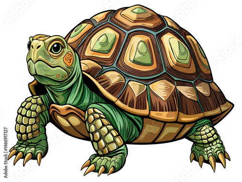 vector of Hermann's turtle close-up isolated on white background