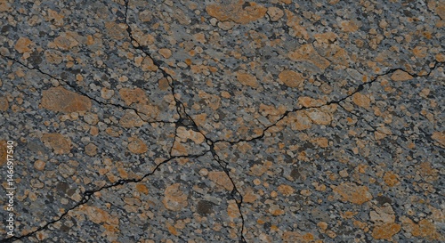 Obraz na płótnie Cracked Granite Texture Close-up Showing Wear and Natural Stone Pattern w salonie