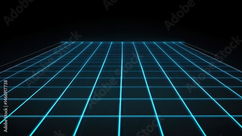Futuristic digital grid with glowing blue lines and dark background suitable for tech interfaces