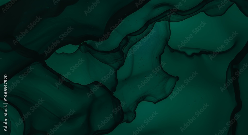 Dark Green Fluid Art Texture with Smooth Flowing Ink Pattern