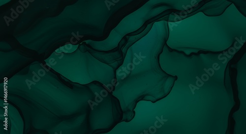 Obraz na płótnie Dark Green Fluid Art Texture with Smooth Flowing Ink Pattern w salonie