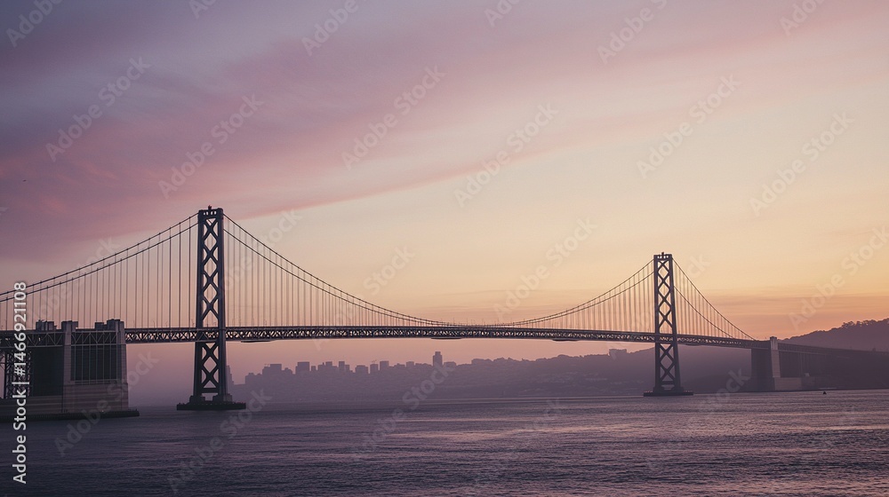 Expansive sunset view of a cutting-edge bridge, glowing in warm twilight tones, with vivid sky gradients. Ideal for posters or magazine visuals. Expansive sunset view of a cutting-edge bridge, glowing in warm twilight tones, with vivid sky gradients. Ideal for posters or magazine visuals.