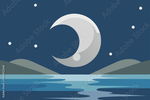 moon casting silver light over a calm ocean inlet 