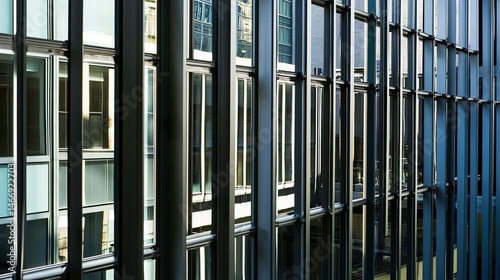Intricate steelwork of a bridges slatted structure captured in close detail, with strong supports blending into the urban landscape, offering clear copy space. 