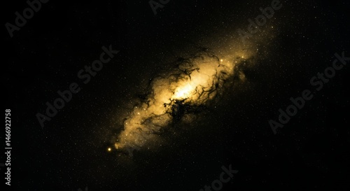 Obraz na płótnie Golden Galaxy Illuminating Dark Space with Countless Stars Night Sky w salonie