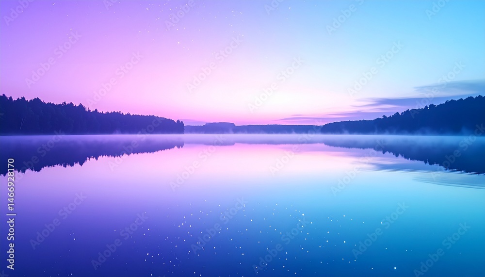 Fototapeta premium パステルグラデーションの柔らかい光が差し込む幻想的な湖, 自然な風景,イメージ