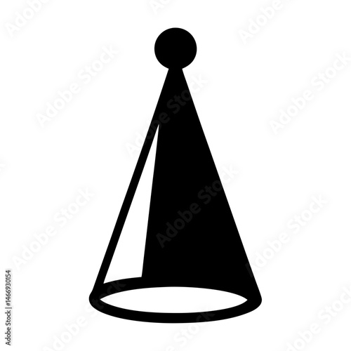 Simple black and white cone shape design with a sphere on top