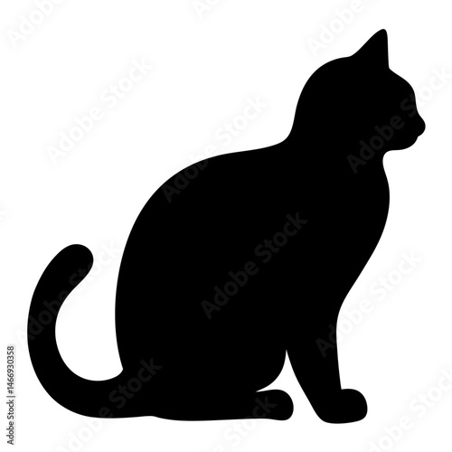 Elegant feline silhouette with poised posture and gracefully curved tail depiction