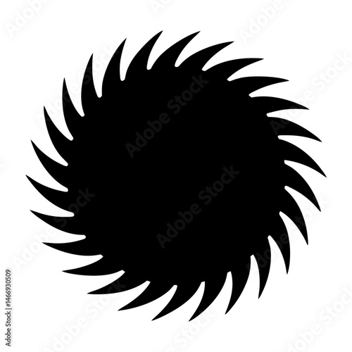 Geometric Black Shape with Serrated Edges Creating a Circular Illusion