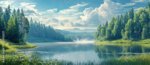 Scenic Lake Surrounded by Forest Landscape