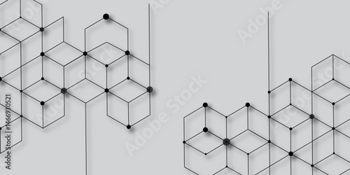 Abstract geometric pattern featuring interconnected hexagons and lines. Seamless simple pattern. Abstract geometric background with isometric vector blocks, polygon shape pattern. Seamless pattern.