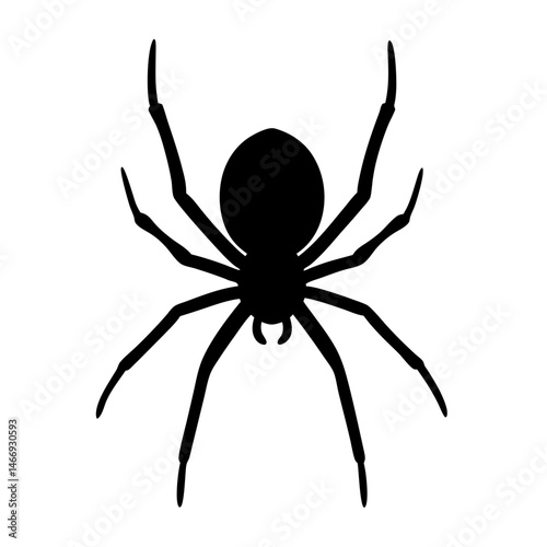 Simple black silhouette of an eight legged spider isolated on white