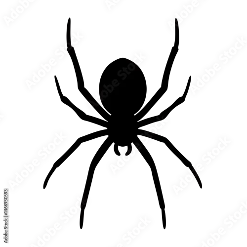 Fototapeta Simple black silhouette of an eight legged spider isolated on white