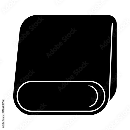 Black and white icon of a partially rolled towel or cloth