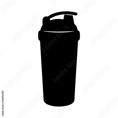 Silhouette image showcasing a sports shaker bottle with a distinct lid