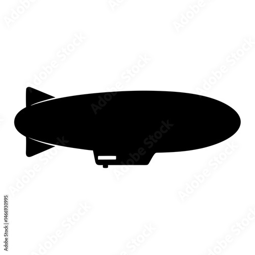Silhouette of a dirigible zeppelin airship floating in the sky above
