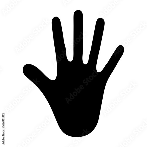 Silhouette of a hand with five fingers representing a stop gesture