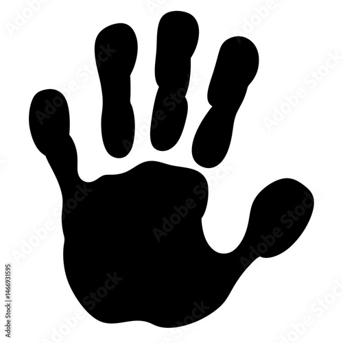 Black handprint on a white background representing human touch and identity