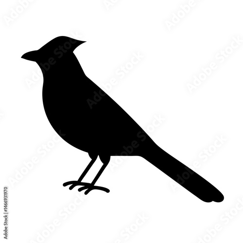 Striking silhouette of a bird perched, rendered in stark black against white