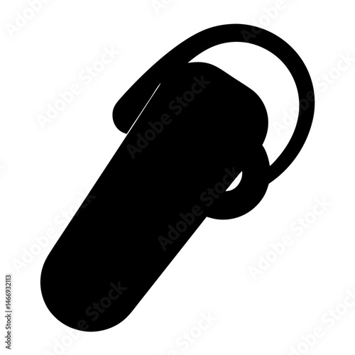 Minimalist Black and White Illustration of a Bluetooth Headset Communication Device