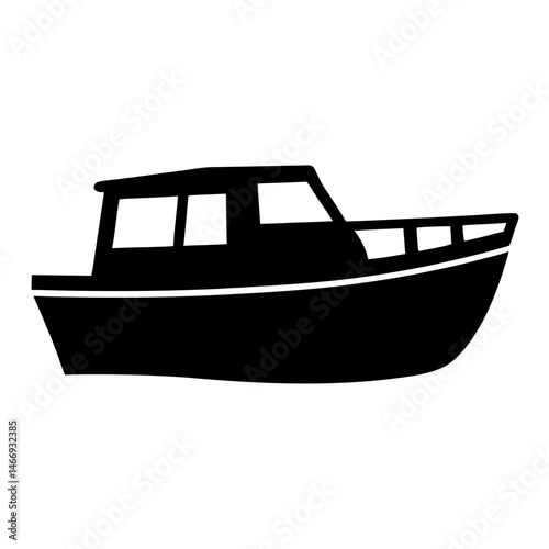 Simple vector outline of a boat, ship, yacht or motorboat vessel