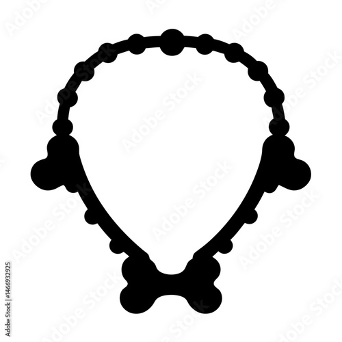 Elegant beaded necklace silhouette with intricate boneshaped pendants design