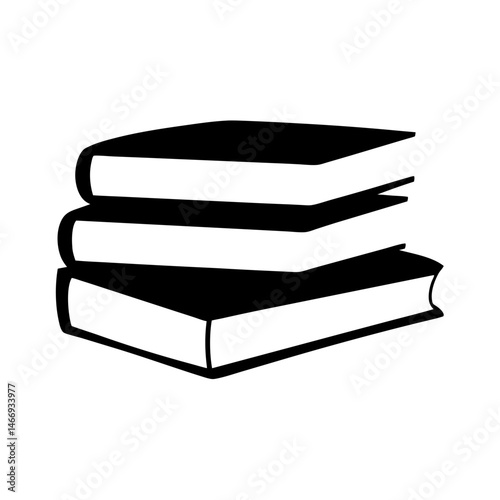 Simple drawing of a stack of three books in black and white