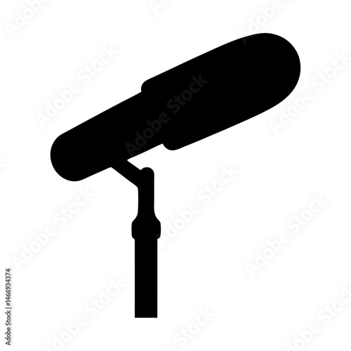 Studio microphone boom silhouette for audio recording purposes and professional broadcasting