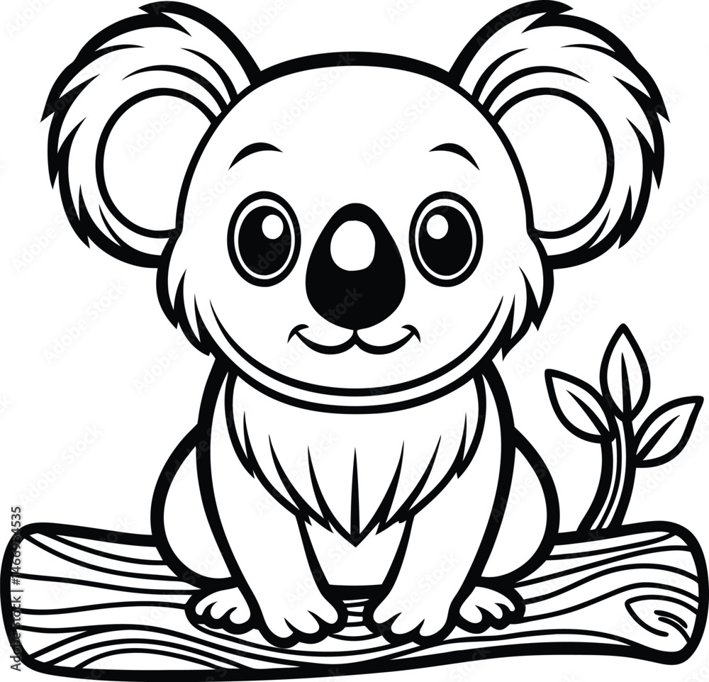 Obraz premium A cute bear sits on a log vector