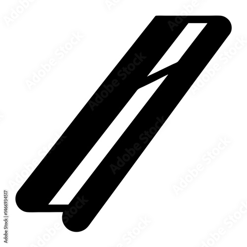 Sleek black and white straightener icon with angular shape and smooth lines