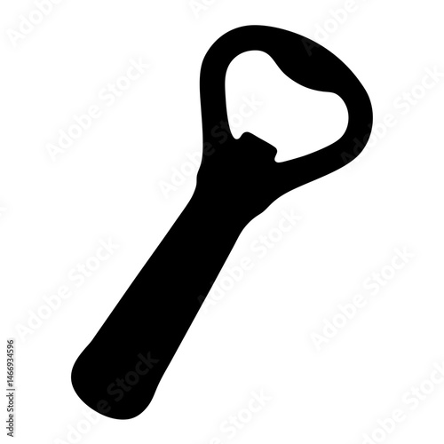 Black silhouette of a bottle opener over a bright white background
