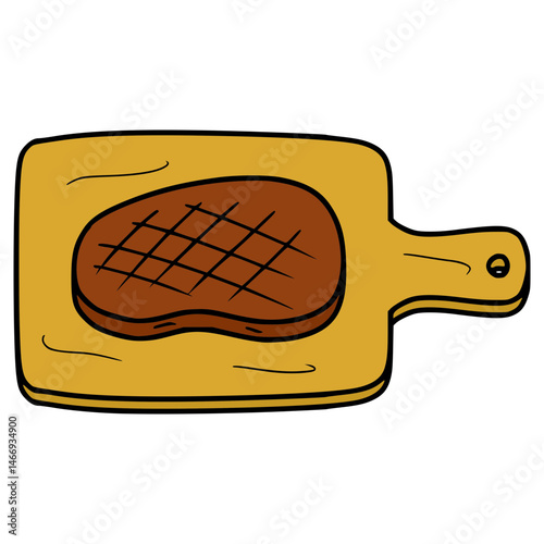 steak on cutting mat illustration hand drawn isolated vector