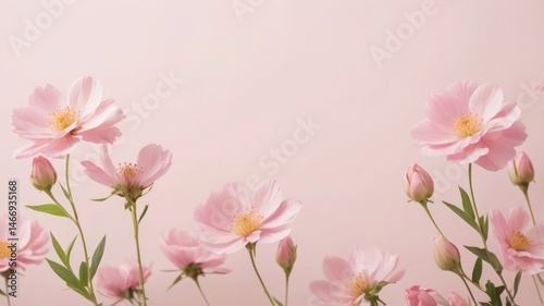delicate pink flowers blooming in soft focus border