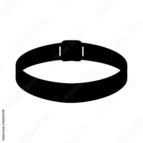 Black silhouette of a simple belt or wristband with a buckle