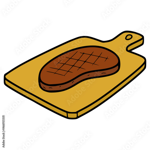 steak on cutting mat illustration hand drawn isolated vector