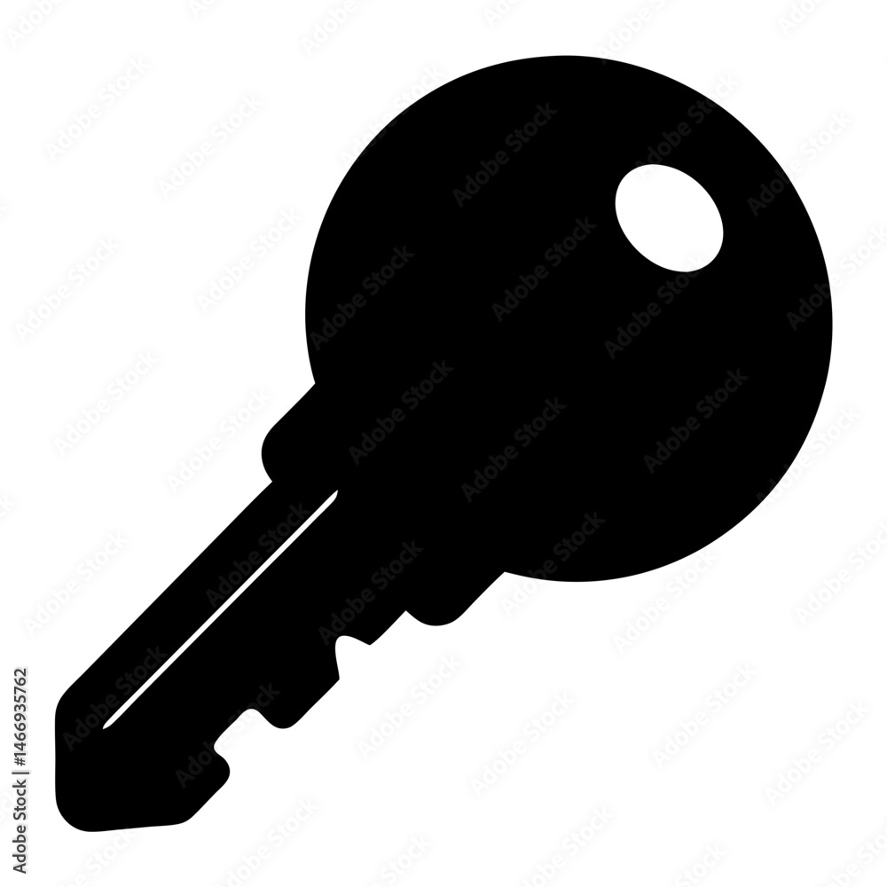 Simple Silhouette of a Key on White Background for Security Concepts Simple Silhouette of a Key on White Background for Security Concepts
