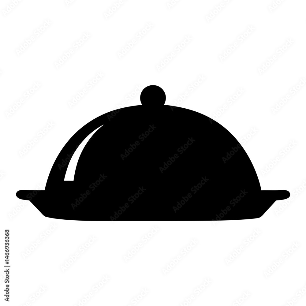 Silhouette of a classic silver serving dome or food cloche cover Silhouette of a classic silver serving dome or food cloche cover