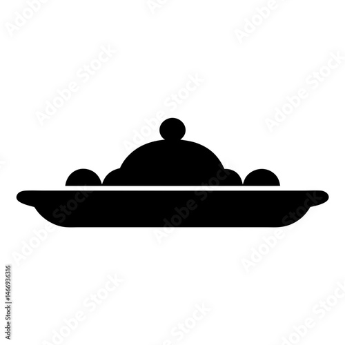 A simple minimalist drawing of a domed platter with a knob on top