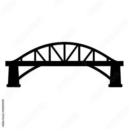 Silhouette of a beautiful arched bridge with detailed truss design structure