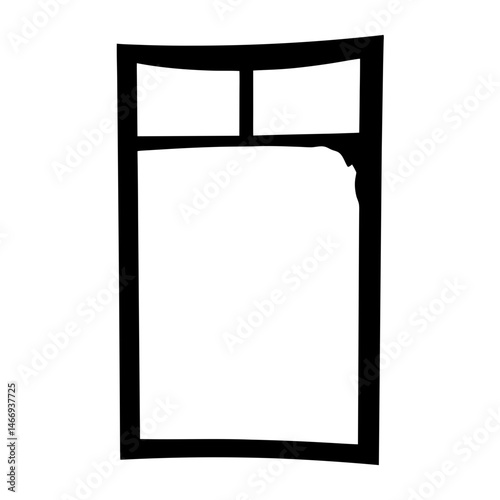 Minimalist black silhouette of a bed frame with pillows and sheets