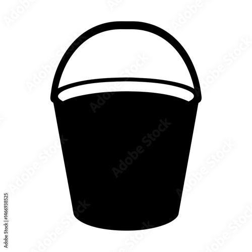Black and white bucket icon in a simple and modern design