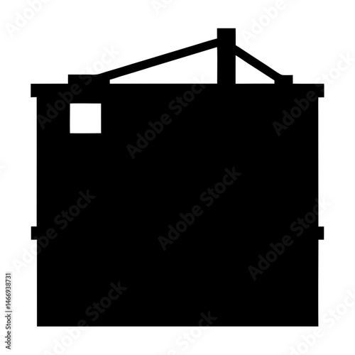 Silhouette of a container crane used for loading cargo containers precisely