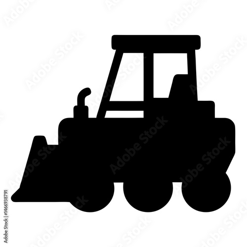 Monochrome image showcasing a bulldozer, a powerful construction equipment silhouette