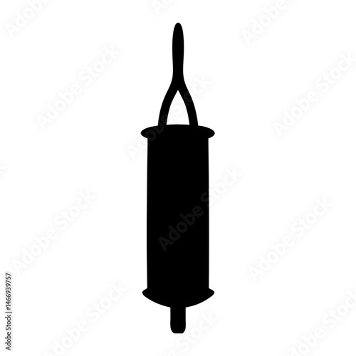 Black silhouette of a vacuum cleaner or floor cleaning device on white
