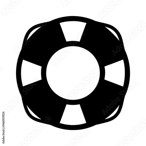 Black and white illustration of a life preserver for water safety