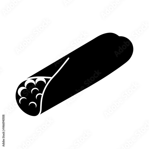 Black silhouette vector image of a delicious savory burrito wrap style