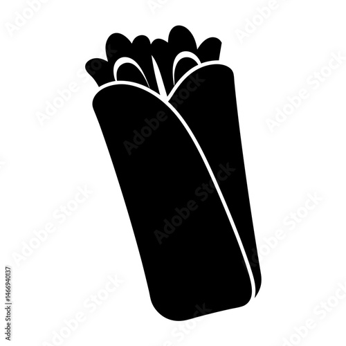 Monochrome Image Depicting a Deliciously Wrapped Burrito Ready to be Devoured