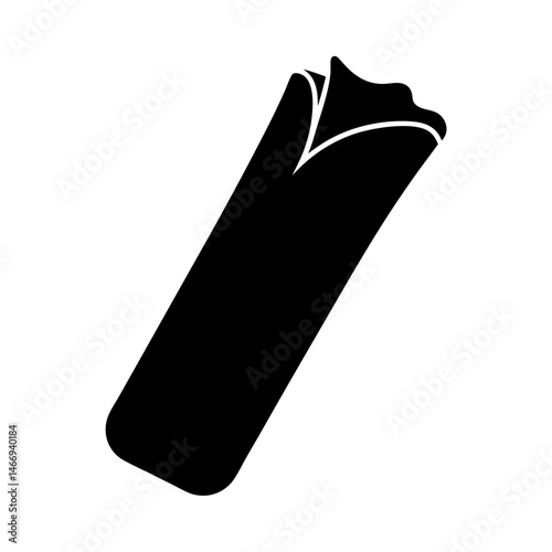 Black silhouette image of a tightly wrapped burrito or wrap food item