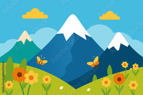 mountain meadow in late summer with bees buzzing